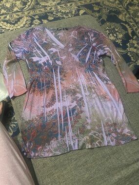 Apt. 9 Pink Multicolor Paisley V-Neck Tunic